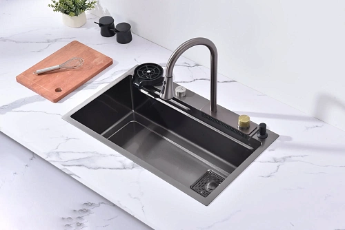 Кухонная мойка ArtDecco Elegant Flow 75 AEF117546 графит, из нержавеющей стали Кухонная мойка ArtDecco Elegant Flow 75 AEF117546 графит, из нержавеющей стали