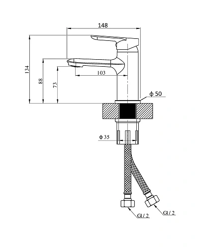 Смеситель для раковины Orange MODI M25-021cr Смеситель для раковины Orange MODI M25-021cr
