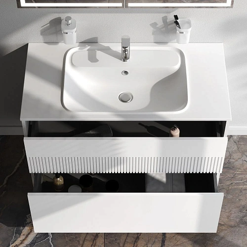 Тумба под раковину AM.PM Func M8FFUX1002WM push-to-open, 100 см, белый матовый Тумба под раковину AM.PM Func M8FFUX1002WM push-to-open, 100 см, белый матовый