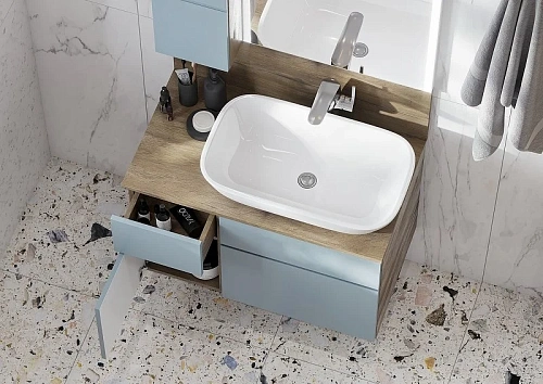 Тумба под раковину Aquaton Мишель 80 со столешницей, дуб рустикальный, фьорд 1A244501MIX30 Тумба под раковину Aquaton Мишель 80 со столешницей, дуб рустикальный, фьорд 1A244501MIX30