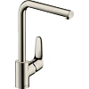 Смеситель для кухни hansgrohe Focus с L-образным поворотным изливом, сталь 31817800 Смеситель для кухни hansgrohe Focus с L-образным поворотным изливом, сталь 31817800