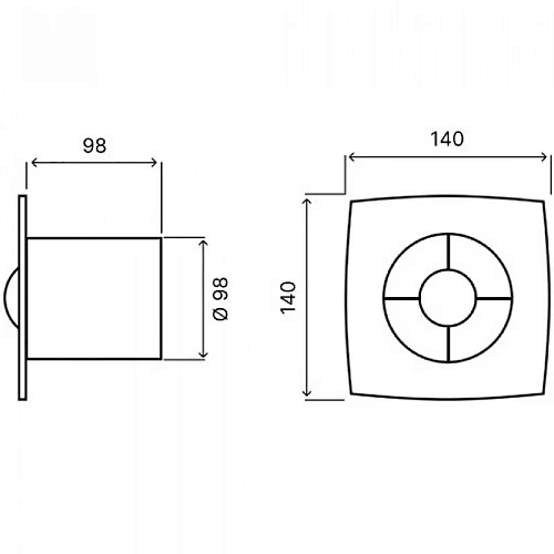 Вентилятор BETTOSERB 110150BM с обратным клапаном, черный пластик Вентилятор BETTOSERB 110150BM с обратным клапаном, черный пластик