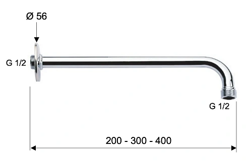 Кронштейн верхнего душа Remer 34340NO, черный матовый 40 см Кронштейн верхнего душа Remer 34340NO, черный матовый 40 см