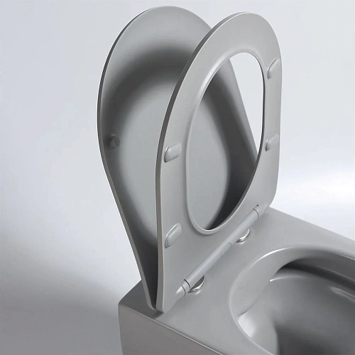 Унитаз подвесной Vincea Evo VT1-34SMG безободковый, цвет серый матовый, ультратонкое soft-close сиде Унитаз подвесной Vincea Evo VT1-34SMG безободковый, цвет серый матовый, ультратонкое soft-close сиде