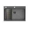 Картинка анонса товара «кухонная мойка paulmark kroner-pro 75 с коландером advance в цвет мойки, pm707551-gm+a405-gm»