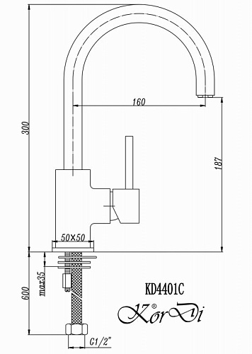 Смеситель для раковины KorDi KD 4401C-D19 Смеситель для раковины KorDi KD 4401C-D19
