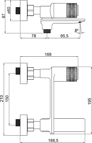 Смеситель для ванны STWORKI Ульвик UL-03cr 568931 Смеситель для ванны STWORKI Ульвик UL-03cr 568931