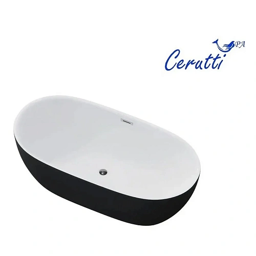 Ванна отдельностоящая Ceruttispa SKYE170GMB CT10877 1700x750x600 акриловая, черная матовая снаружи, белая внутри, со сливом-переливом Ванна отдельностоящая Ceruttispa SKYE170GMB CT10877 1700x750x600 акриловая, черная матовая снаружи, белая внутри, со сливом-переливом