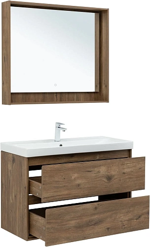 Тумба под раковину Aquanet Милан 100 дуб рустикальный 00336380 подвесная Тумба под раковину Aquanet Милан 100 дуб рустикальный 00336380 подвесная