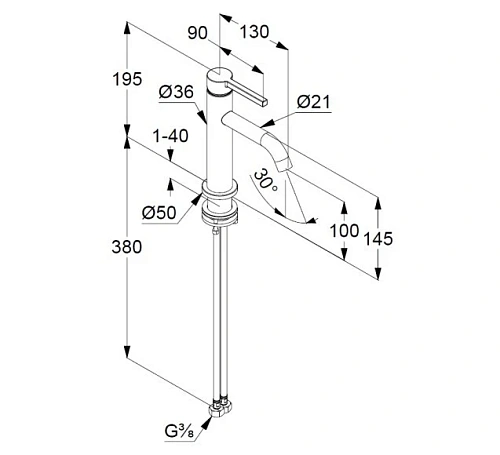 Смеситель для раковины Kludi NOVA FONTE 200263915 черный матовый Смеситель для раковины Kludi NOVA FONTE 200263915 черный матовый