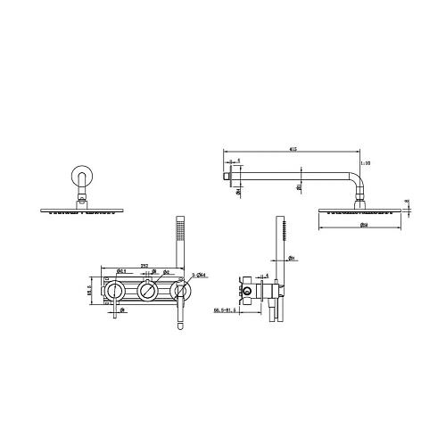 Душевая система ABBER Wasser Kreis 316 AF8118BG скрытого монтажа без излива, золото брашированное Душевая система ABBER Wasser Kreis 316 AF8118BG скрытого монтажа без излива, золото брашированное