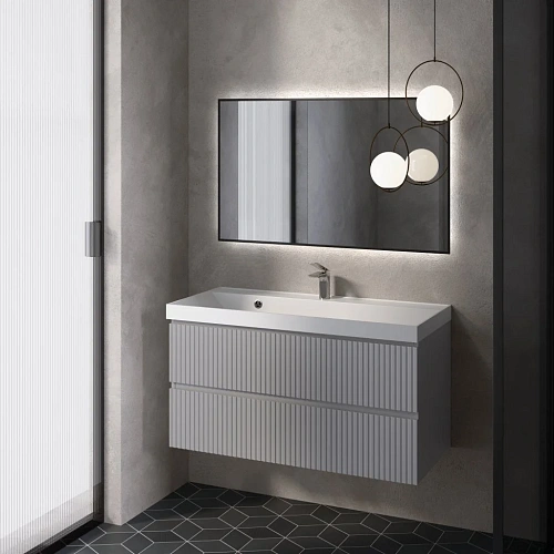 Тумба под раковину AQUAme AQM900110GM S1 подвесная 100 см серый Тумба под раковину AQUAme AQM900110GM S1 подвесная 100 см серый