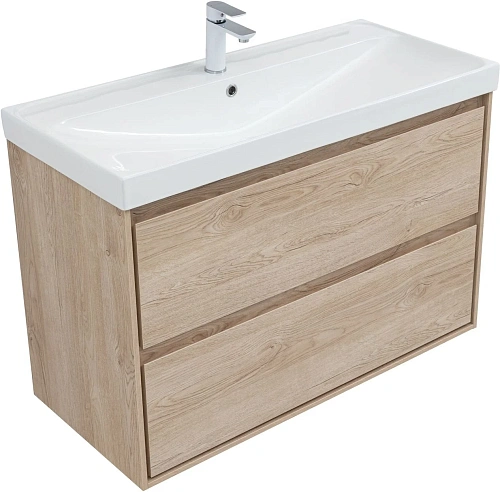 Тумба под раковину Aquanet Милан 100 дуб светлый 00336385 подвесная Тумба под раковину Aquanet Милан 100 дуб светлый 00336385 подвесная