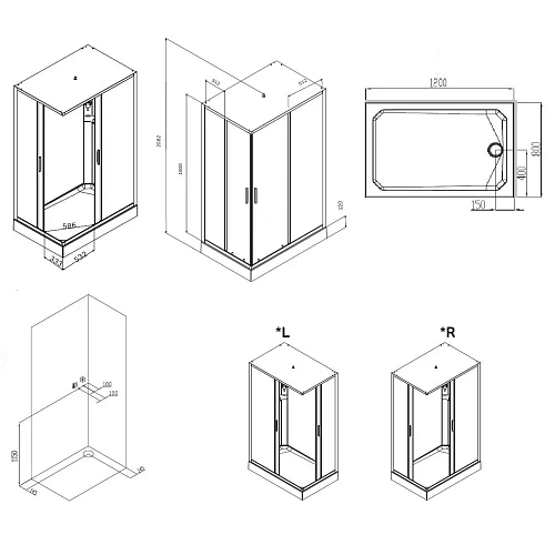Душевая кабина AM.PM Gem W90C-404-12080MT 120x80, прямоугольная, профиль хром матовый, стекло прозрачное Душевая кабина AM.PM Gem W90C-404-12080MT 120x80, прямоугольная, профиль хром матовый, стекло прозрачное