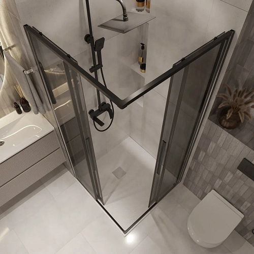 Душевой уголок Niagara Nova NG-2822-34BLACK (80x80x195) квадратная, раздвижная, черный матовый, стекл тонированное Душевой уголок Niagara Nova NG-2822-34BLACK (80x80x195) квадратная, раздвижная, черный матовый, стекл тонированное