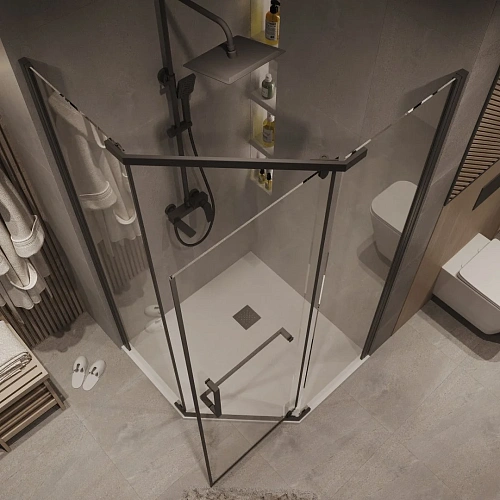 Душевой уголок GROSSMAN Pragma 302.K33.03.1010.21.00 (100x100x195) трапеция,распашн,черн.матов,стекло прозрач Душевой уголок GROSSMAN Pragma 302.K33.03.1010.21.00 (100x100x195) трапеция,распашн,черн.матов,стекло прозрач