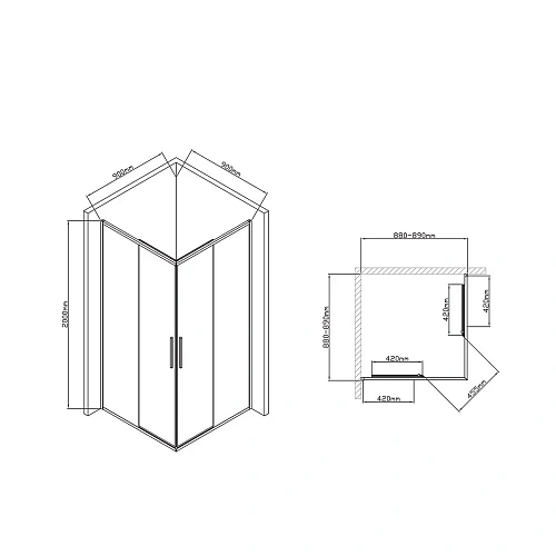 Душевой уголок Vincea Slim-U VSS-2SU900CLB, 900x900, м.черный, стекло прозрачное Душевой уголок Vincea Slim-U VSS-2SU900CLB, 900x900, м.черный, стекло прозрачное