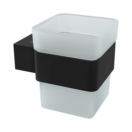 Стакан Lemark SMOOTH LINE с держателем, чёрный матовый 9732014