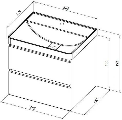 Тумба с раковиной Aquanet Вега 2.0 60 00367331 маренго Тумба с раковиной Aquanet Вега 2.0 60 00367331 маренго