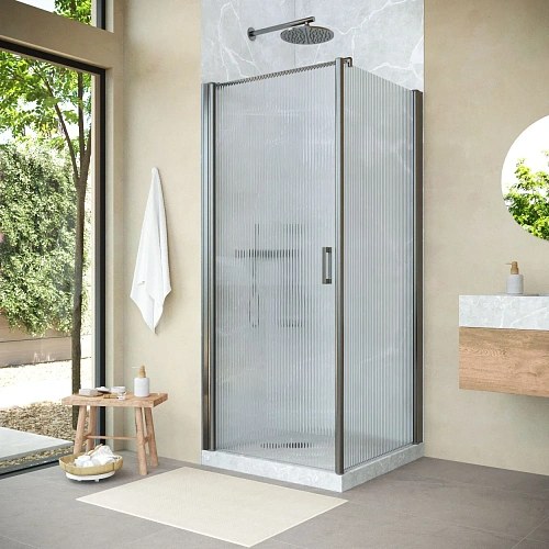 Душевой уголок Vegas-glass EP-Fis NOVO h2000 90*100 11 Moru L 900x1000 мм, профиль оружейная сталь, стекло Moru Душевой уголок Vegas-glass EP-Fis NOVO h2000 90*100 11 Moru L 900x1000 мм, профиль оружейная сталь, стекло Moru