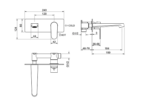 Смеситель для раковины Aquatek ОБЕРОН AQ1213MB Черный матовый, встраиваемый Смеситель для раковины Aquatek ОБЕРОН AQ1213MB Черный матовый, встраиваемый