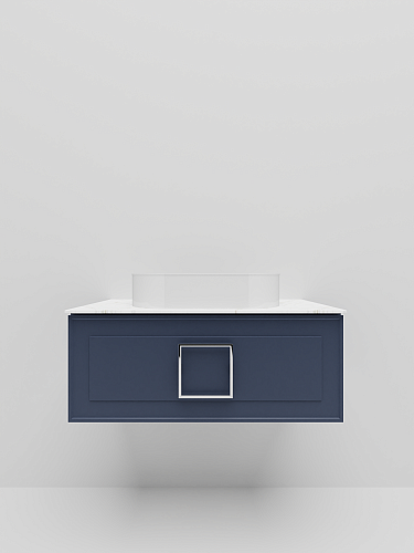 Тумба под раковину La Fenice Cubo Blu Grigio 80 NFNC-01-CUB-BG-80-2-GG синяя матовая с белой ручкой и белой столешницей Тумба под раковину La Fenice Cubo Blu Grigio 80 NFNC-01-CUB-BG-80-2-GG синяя матовая с белой ручкой и белой столешницей