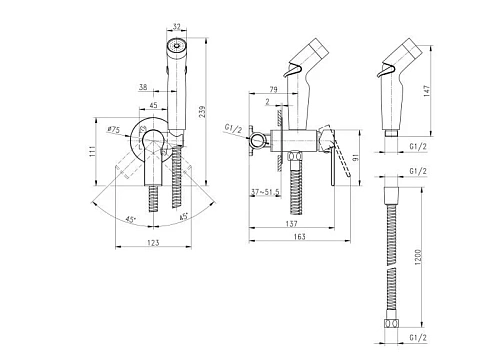 Гигиенический душ Cersanit BRASKO (A64102) встраиваемый однорычажный 64102 Гигиенический душ Cersanit BRASKO (A64102) встраиваемый однорычажный 64102
