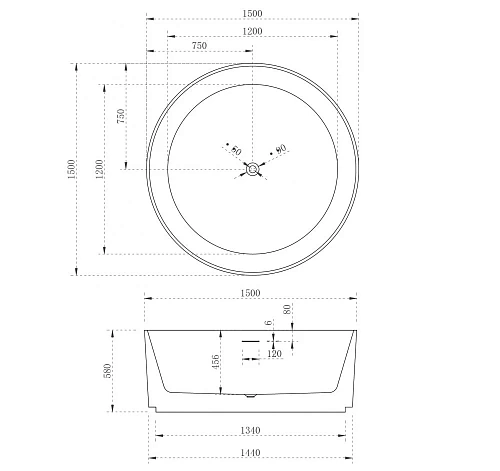 Ванна отдельностоящая ABBER AB9442 150x150 универсальная, белая акриловая Ванна отдельностоящая ABBER AB9442 150x150 универсальная, белая акриловая
