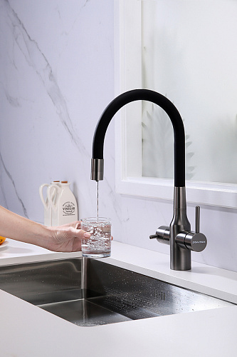 Смеситель для кухни Paulmark Salix вороненая сталь Sa213419-GM Смеситель для кухни Paulmark Salix вороненая сталь Sa213419-GM