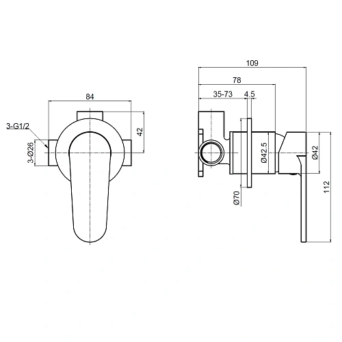 Смеситель для душа AQUAme Novara AQM8813CR встраиваемый, хром Смеситель для душа AQUAme Novara AQM8813CR встраиваемый, хром