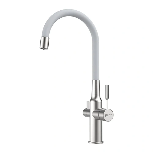 Смеситель для кухни Lemark Expert LM5083S-White с подключением к фильтру, сталь/белый Смеситель для кухни Lemark Expert LM5083S-White с подключением к фильтру, сталь/белый