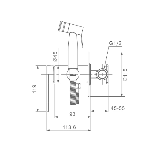 Гигиенический душ Raglo R10.52.09 встраиваемый, графит Гигиенический душ Raglo R10.52.09 встраиваемый, графит