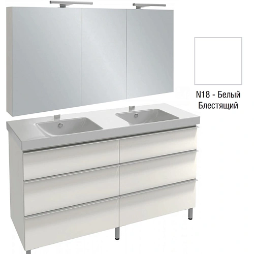 Комплект мебели 140 см Jacob Delafon Odeon Up , белый меламин, 6 выдвижных ящиков, с двойными дверца E4779-00+EB789RU-N18+EB996-N18 Комплект мебели 140 см Jacob Delafon Odeon Up , белый меламин, 6 выдвижных ящиков, с двойными дверца E4779-00+EB789RU-N18+EB996-N18