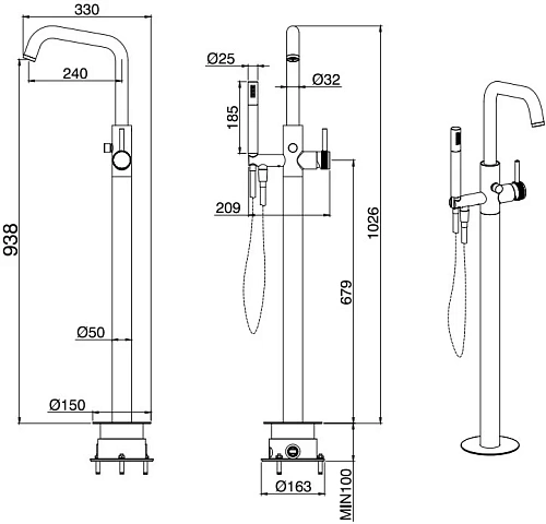 Смеситель для ванны с душем Allen Brau Priority 5.31008-00 Смеситель для ванны с душем Allen Brau Priority 5.31008-00