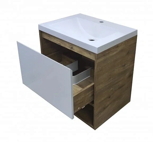 Тумба с раковиной Эстет Monaco Wood ФР-00010681 600х480 подвесная 1 ящик Тумба с раковиной Эстет Monaco Wood ФР-00010681 600х480 подвесная 1 ящик