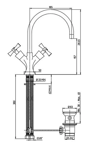 Смеситель для раковины Paini Elix 85CR250 с донным клапаном 1”1/4 Смеситель для раковины Paini Elix 85CR250 с донным клапаном 1”1/4