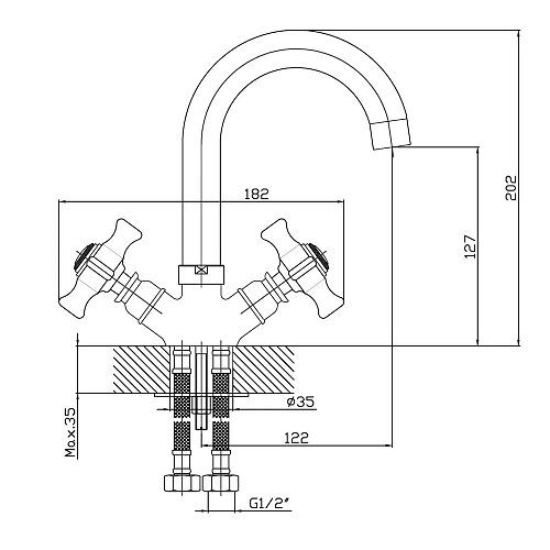 Смеситель для раковины Agger Retro-X A1701100 Смеситель для раковины Agger Retro-X A1701100