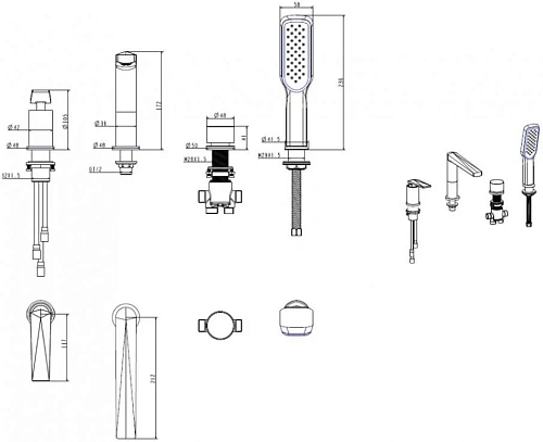 Смеситель на борт ванны Boheme VENTURO хром 370 Смеситель на борт ванны Boheme VENTURO хром 370