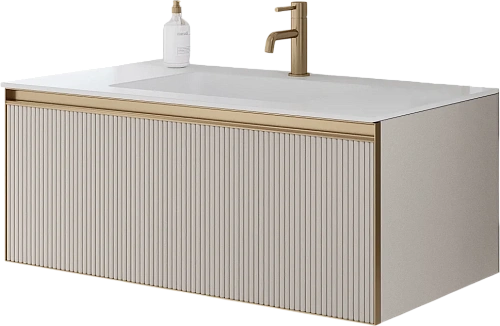 Тумба под раковину Armadi Art QUATRO 1 100CM рифл CASHMERE FUGA профиль MATT GOLD с подсветкой 790-M1-100-CM-RIB-MG-LED Тумба под раковину Armadi Art QUATRO 1 100CM рифл CASHMERE FUGA профиль MATT GOLD с подсветкой 790-M1-100-CM-RIB-MG-LED