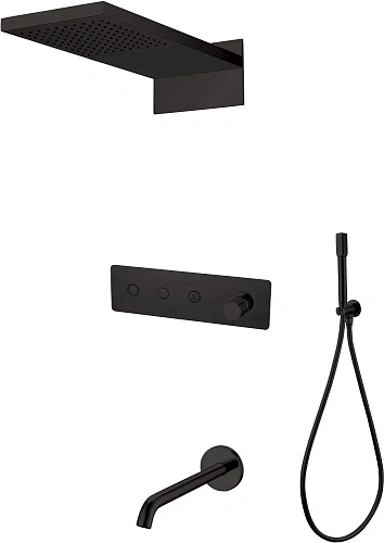 Душевая система Boheme FUSION 130-2-B BLACK с изливом встраиваемая Душевая система Boheme FUSION 130-2-B BLACK с изливом встраиваемая