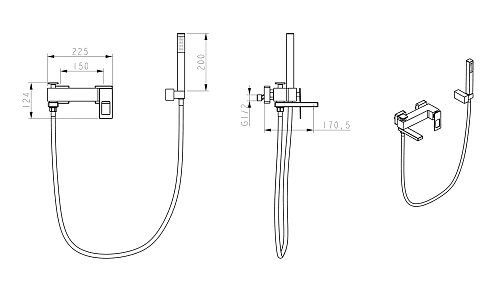 Смеситель для ванны Boheme Q BlackUV.2_Комплект 143-BUW.2 Смеситель для ванны Boheme Q BlackUV.2_Комплект 143-BUW.2