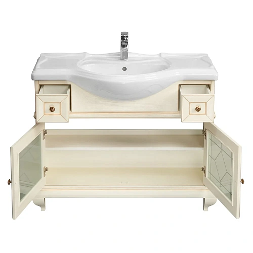 Тумба под раковину Aquaton Беатриче 105 слоновая кость с патиной 1A187201BEM60 Тумба под раковину Aquaton Беатриче 105 слоновая кость с патиной 1A187201BEM60