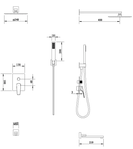 Душевая система Vincea Puro VSFW-5P1GM встраиваемый, вороненая сталь Душевая система Vincea Puro VSFW-5P1GM встраиваемый, вороненая сталь