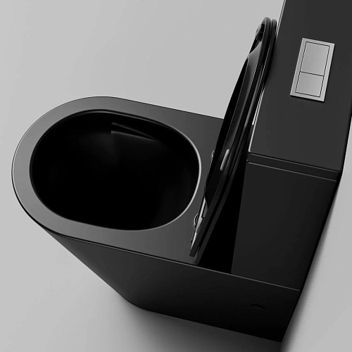 Унитаз напольный GROSSMAN GR-4458BMSQ 64x36x83,5 черный матовый, безободковый, торнадо с тонкой крышкой Унитаз напольный GROSSMAN GR-4458BMSQ 64x36x83,5 черный матовый, безободковый, торнадо с тонкой крышкой