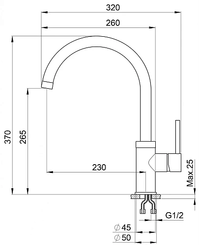 Смеситель для кухни Granula 3125, XРОМ/АЛЮМИНИУМ Смеситель для кухни Granula 3125, XРОМ/АЛЮМИНИУМ