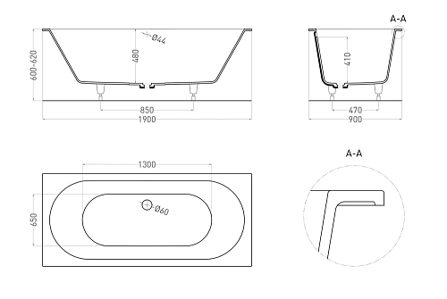 Ванна из искусственного камня Salini ORNELLA AXIS KIT 190х90 покраска по RAL полностью 103522MF S-Stone Ванна из искусственного камня Salini ORNELLA AXIS KIT 190х90 покраска по RAL полностью 103522MF S-Stone