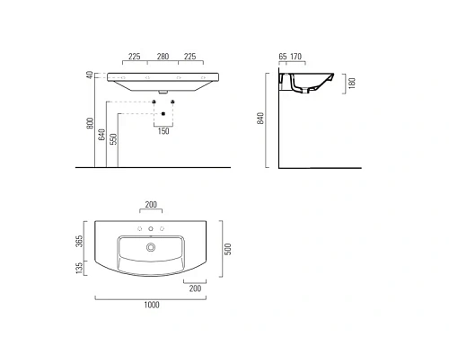 Раковина GSI Modo 7723111 100 см Раковина GSI Modo 7723111 100 см