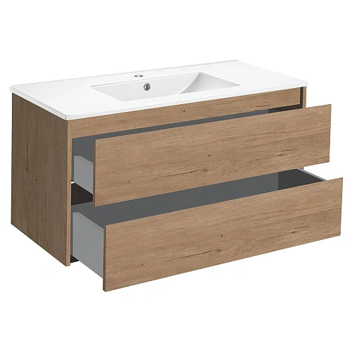 Тумба под раковину Vincea Gio 100 подвесная, 2 выкатных ящика soft-close, N.Oak VMC-2G100NO Тумба под раковину Vincea Gio 100 подвесная, 2 выкатных ящика soft-close, N.Oak VMC-2G100NO