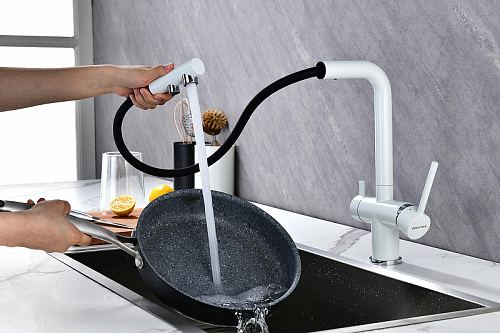 Смеситель для кухни Paulmark SERPENTINE белый матовый Se213222-WH Смеситель для кухни Paulmark SERPENTINE белый матовый Se213222-WH