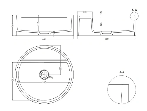 Раковина Salini ARMONIA TOP 202 130117GRF накладная с отверстием под смеситель Раковина Salini ARMONIA TOP 202 130117GRF накладная с отверстием под смеситель